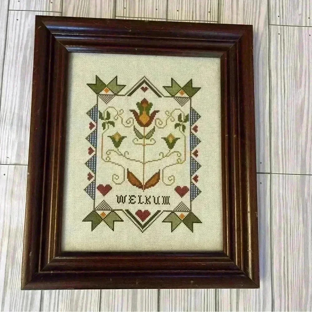 Amish Quaker Needlepoint Embroidered “Welcome”